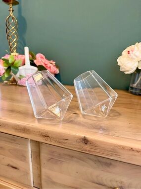 Dragon Glassware Diamond Whiskey Glasses Set 2 Angled 10oz Tumblers